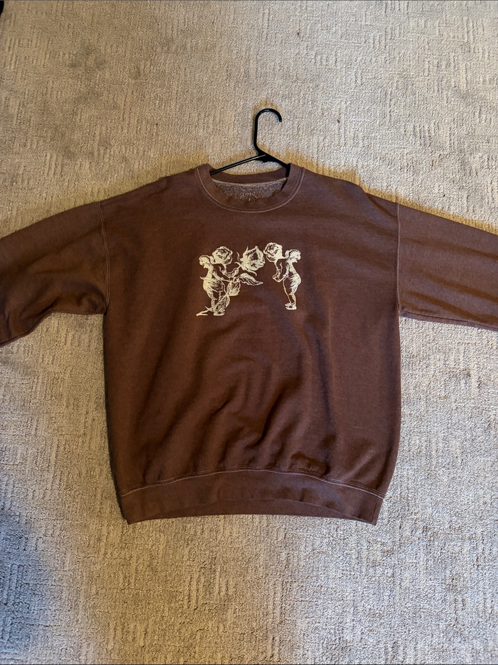 Unisex Brown Graphic Crewneck Sweater